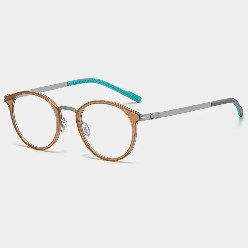 Gatenac Unisex Full Rim Round Titanium Eyeglasses Gxyj1155