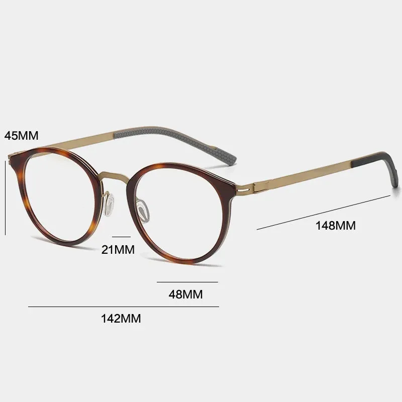 Gatenac Unisex Full Rim Round Titanium Eyeglasses Gxyj1155