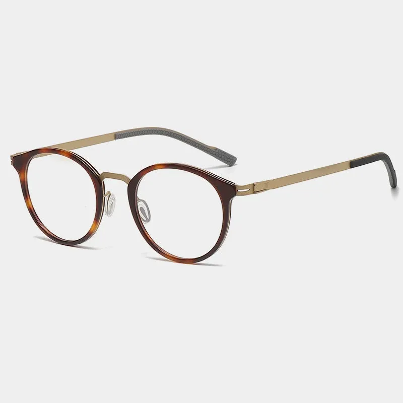 Gatenac Unisex Full Rim Round Titanium Eyeglasses Gxyj1155