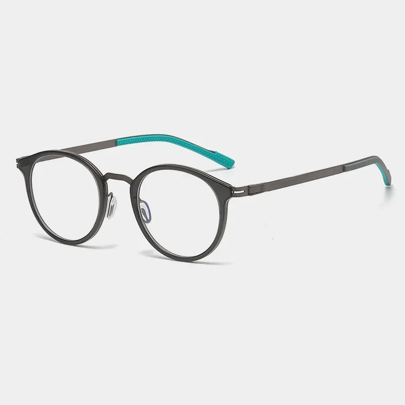 Gatenac Unisex Full Rim Round Titanium Eyeglasses Gxyj1155