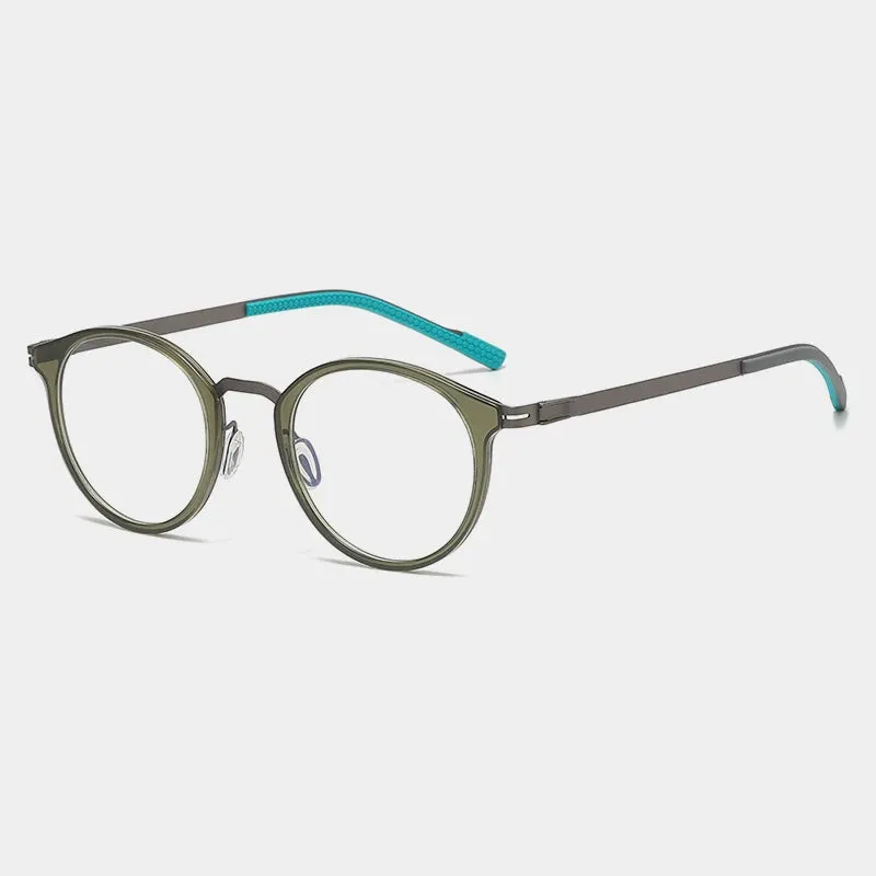 Gatenac Unisex Full Rim Round Titanium Eyeglasses Gxyj1155