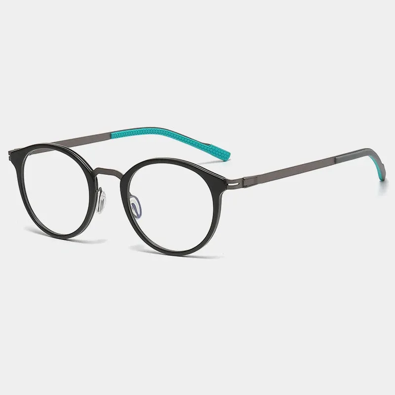 Gatenac Unisex Full Rim Round Titanium Eyeglasses Gxyj1155