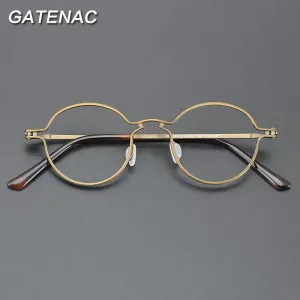 Gatenac Unisex Full Rim Round Titanium Eyeglasses Gxyj899