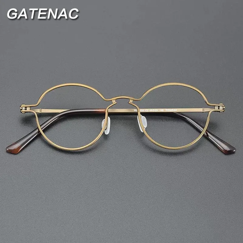 Gatenac Unisex Full Rim Round Titanium Eyeglasses Gxyj899