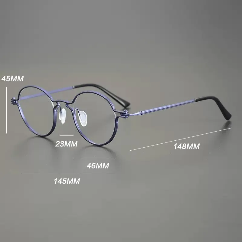 Gatenac Unisex Full Rim Round Titanium Eyeglasses Gxyj899