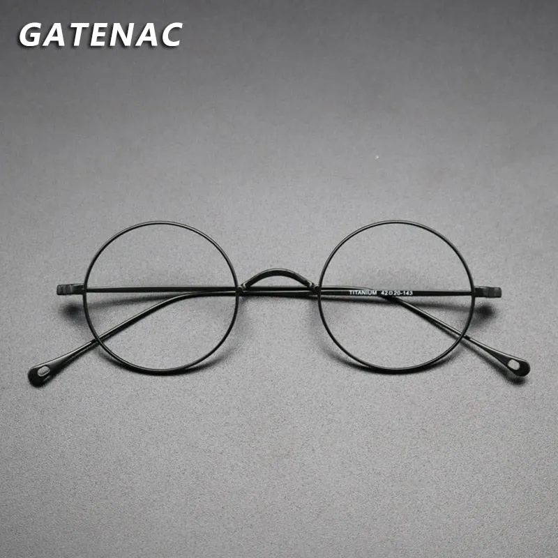 Gatenac Unisex Full Rim Round Titanium Frame Eyeglasses Gxyj573