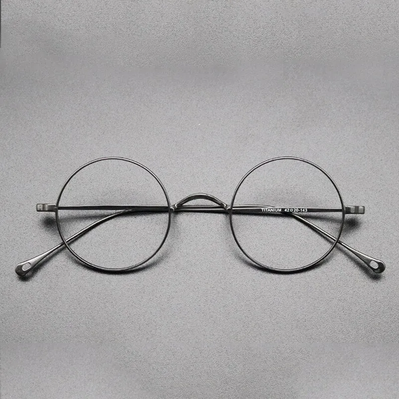 Gatenac Unisex Full Rim Round Titanium Frame Eyeglasses Gxyj573