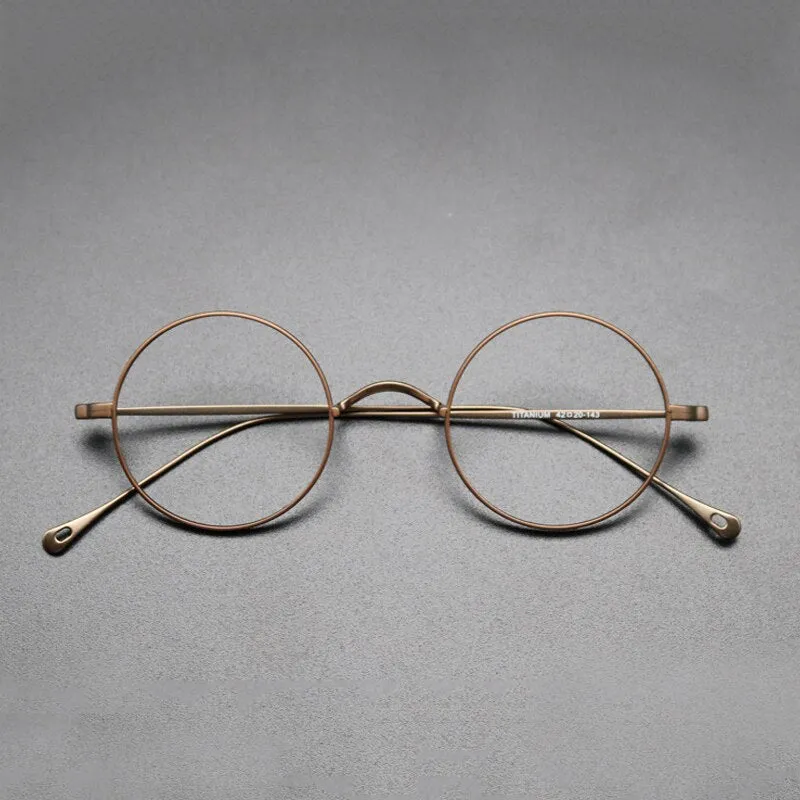 Gatenac Unisex Full Rim Round Titanium Frame Eyeglasses Gxyj573