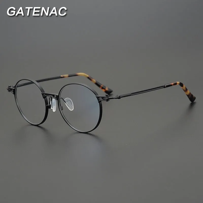 Gatenac Unisex Full Rim Round Titanium Frame Eyeglasses Gxyj760
