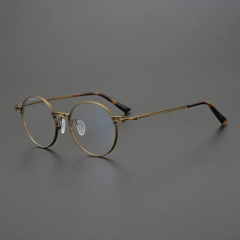 Gatenac Unisex Full Rim Round Titanium Frame Eyeglasses Gxyj760