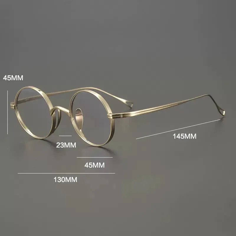 Gatenac Unisex Full Rim Small Round Titanium Eyeglasses Gxyj1446