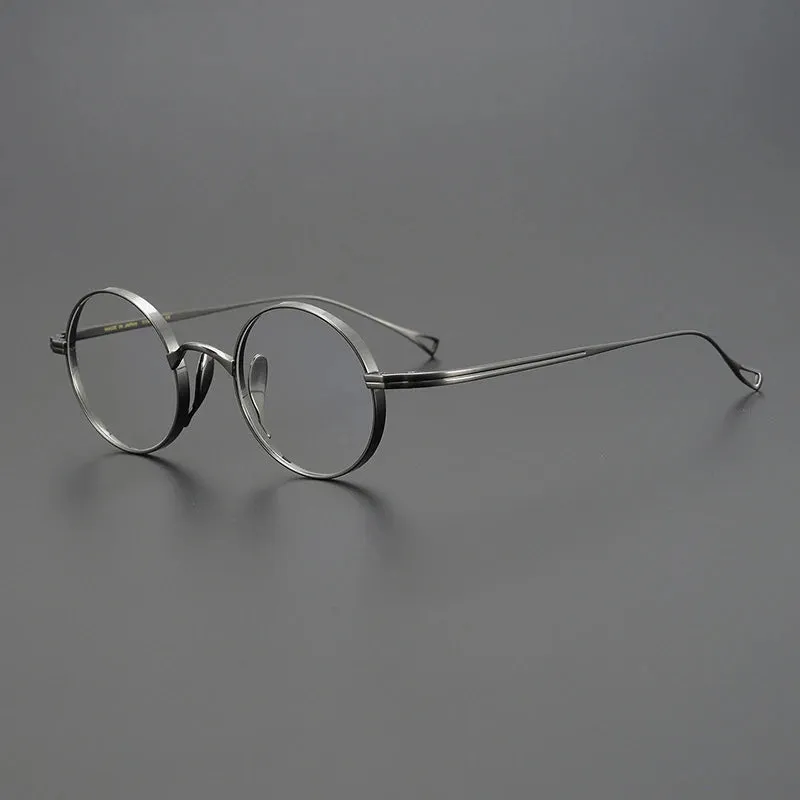 Gatenac Unisex Full Rim Small Round Titanium Eyeglasses Gxyj1446