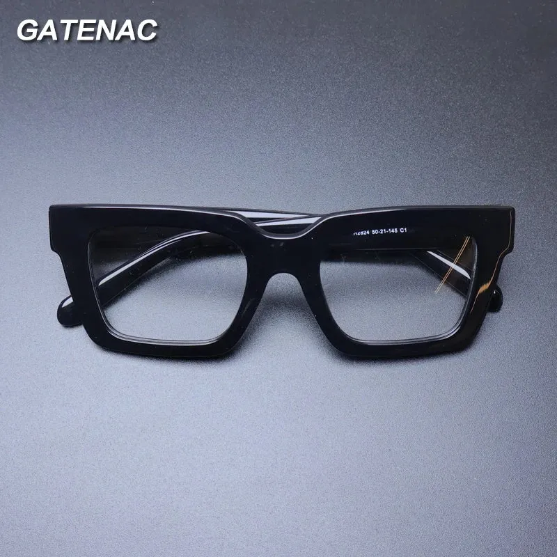 Gatenac Unisex Full Rim Square Acetate Eyeglasses Gxyj-1181