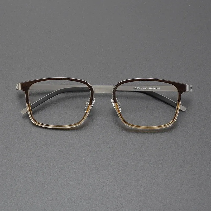 Gatenac Unisex Full Rim Square Acetate Stainless Steel Eyeglasses Gxyj1224