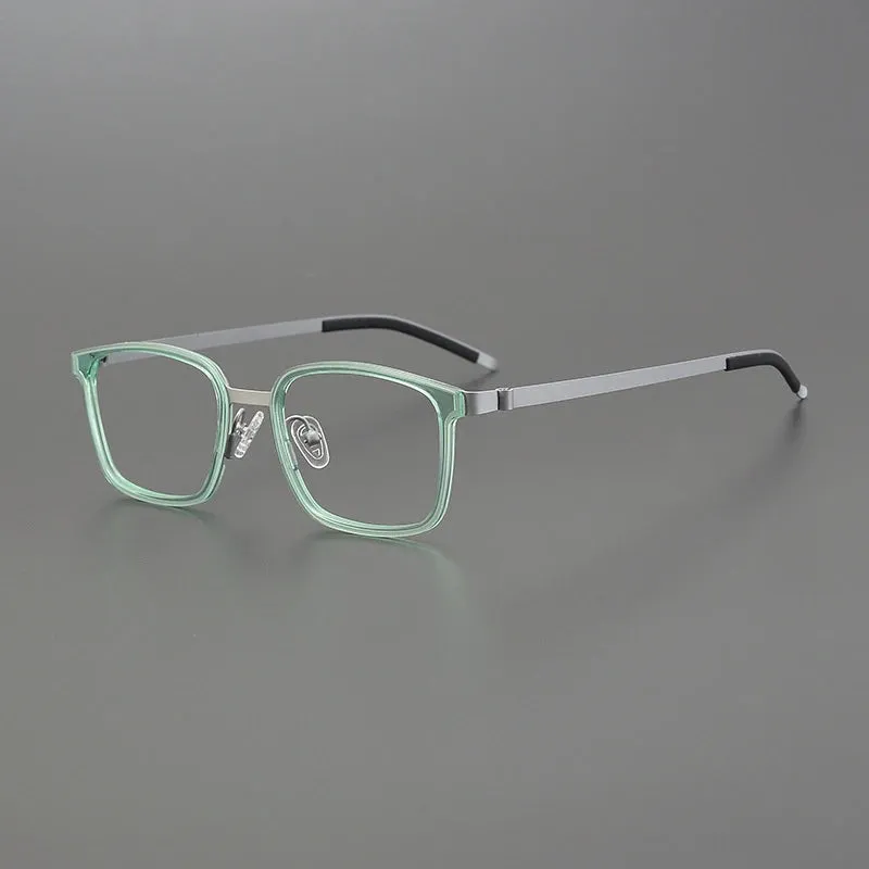 Gatenac Unisex Full Rim Square Acetate Stainless Steel Eyeglasses Gxyj1224