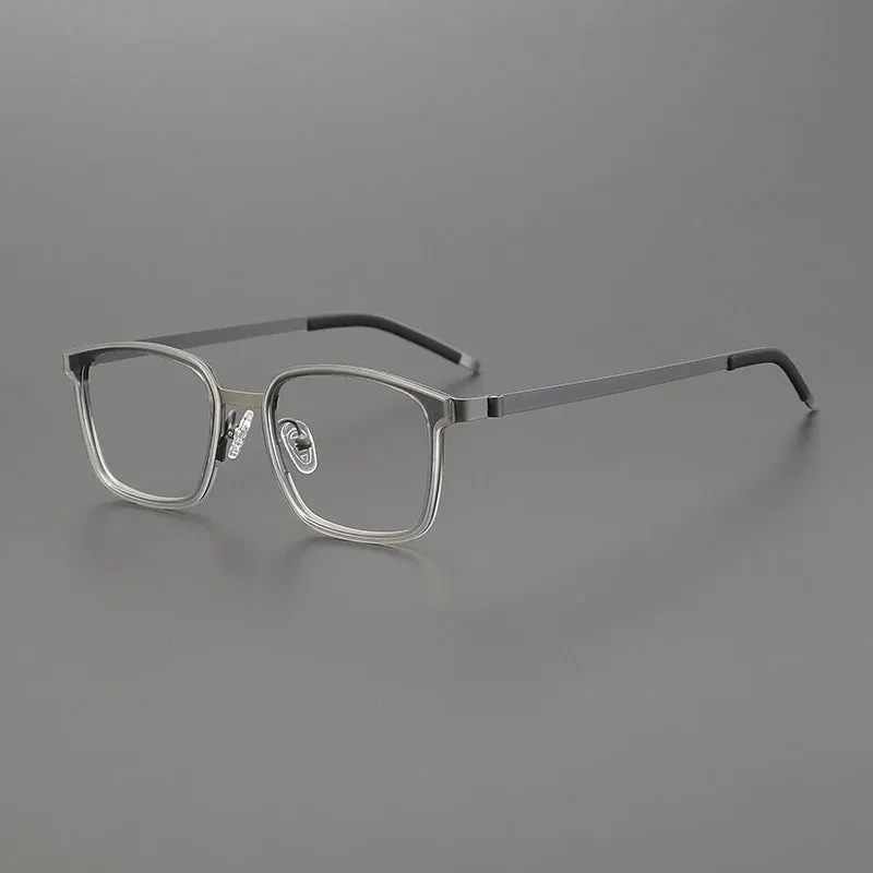 Gatenac Unisex Full Rim Square Acetate Stainless Steel Eyeglasses Gxyj1224