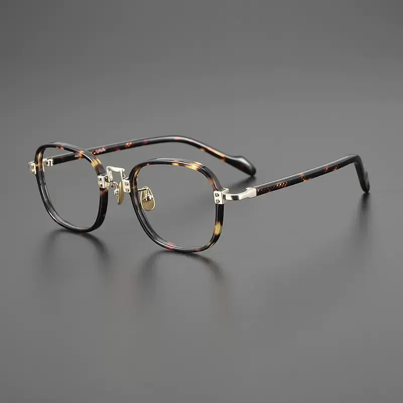 Gatenac Unisex Full Rim Square Acetate Titanium Eyeglasses Gxyj1217