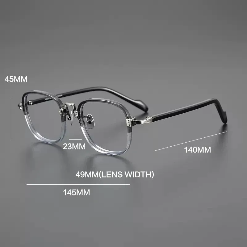Gatenac Unisex Full Rim Square Acetate Titanium Eyeglasses Gxyj1217
