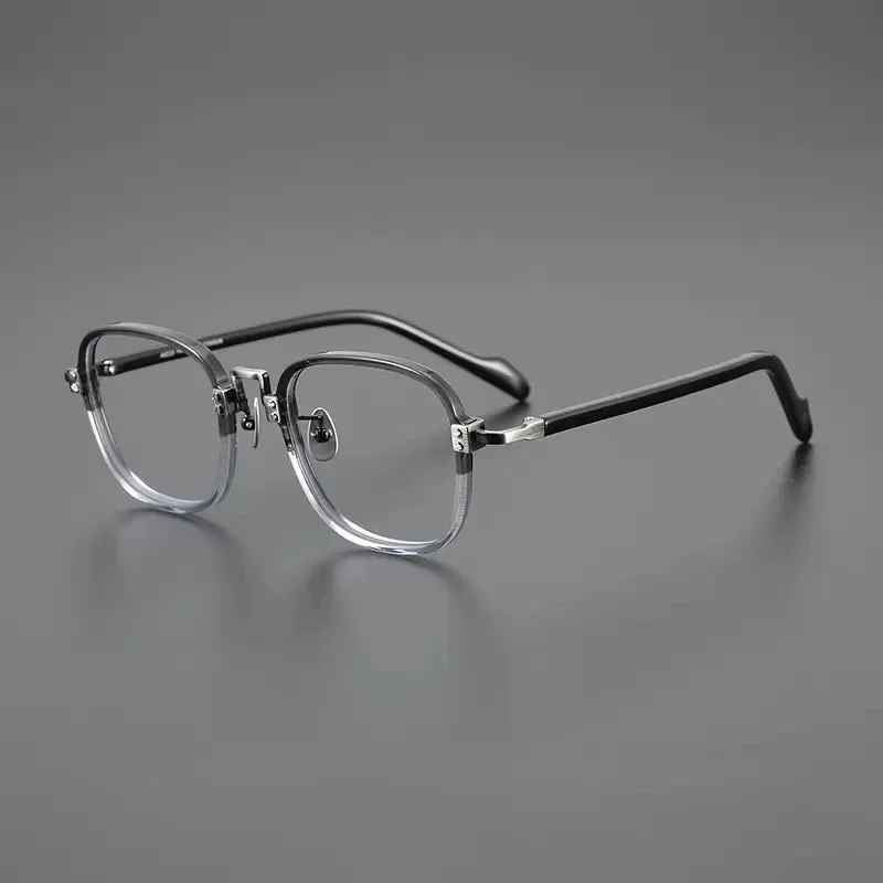 Gatenac Unisex Full Rim Square Acetate Titanium Eyeglasses Gxyj1217