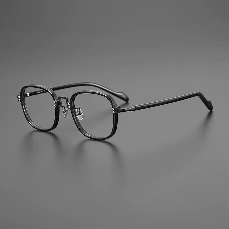 Gatenac Unisex Full Rim Square Acetate Titanium Eyeglasses Gxyj1217