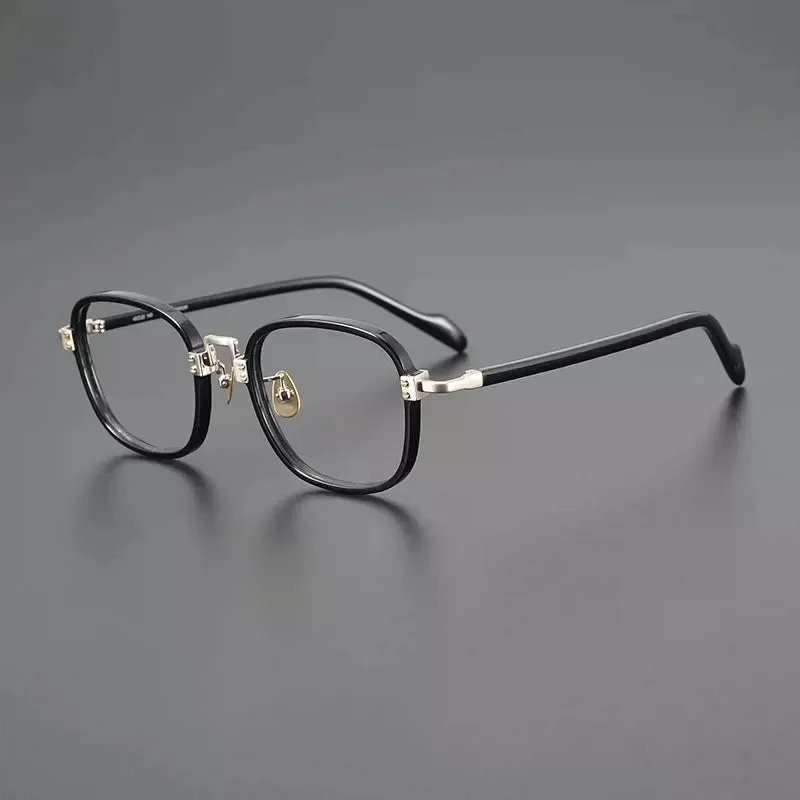 Gatenac Unisex Full Rim Square Acetate Titanium Eyeglasses Gxyj1217