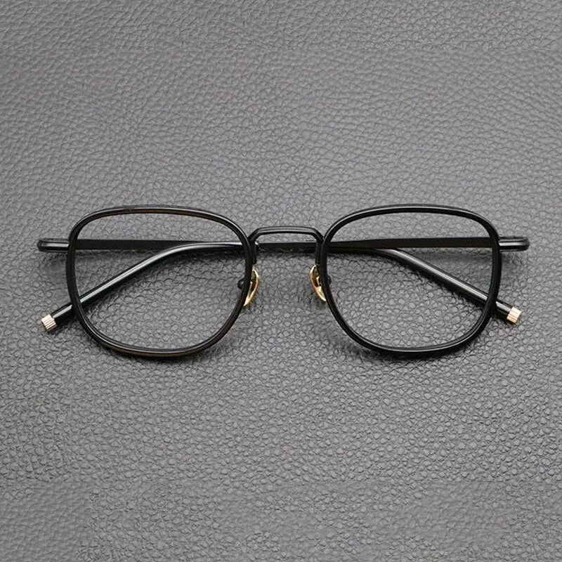 Gatenac Unisex Full Rim Square Acetate Titanium Eyeglasses Gxyj841