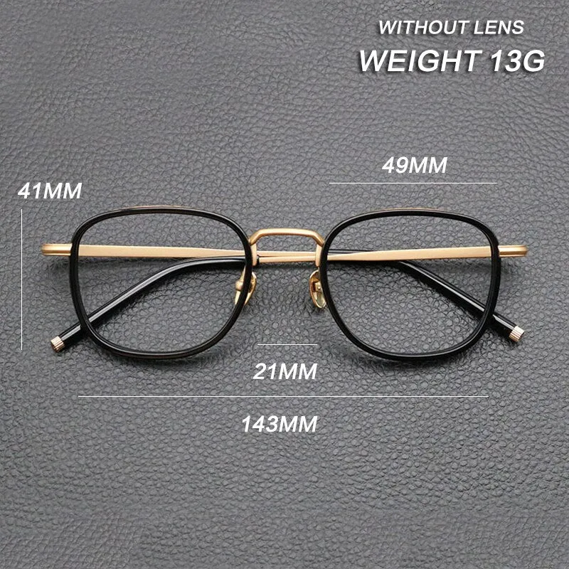 Gatenac Unisex Full Rim Square Acetate Titanium Eyeglasses Gxyj841