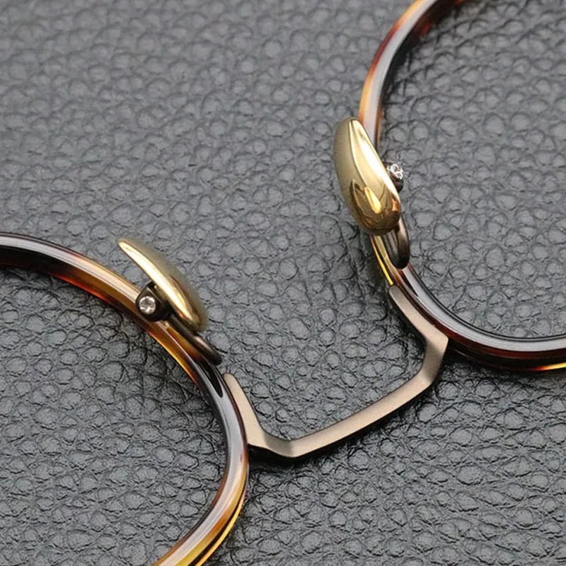 Gatenac Unisex Full Rim Square Acetate Titanium Eyeglasses Gxyj841