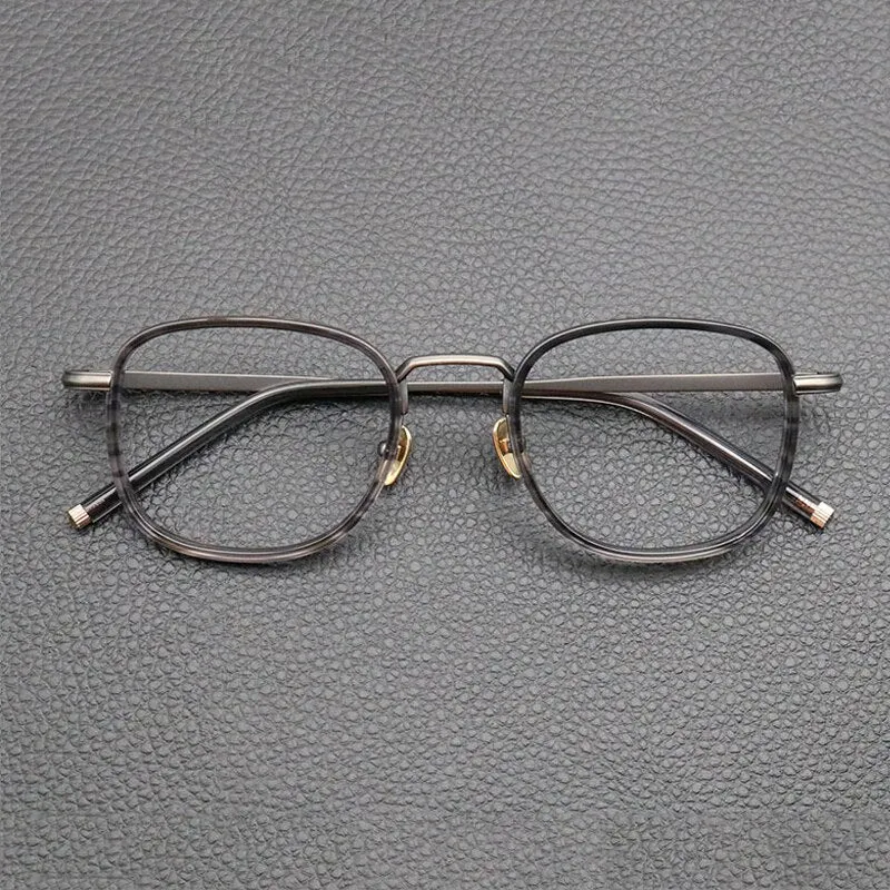 Gatenac Unisex Full Rim Square Acetate Titanium Eyeglasses Gxyj841