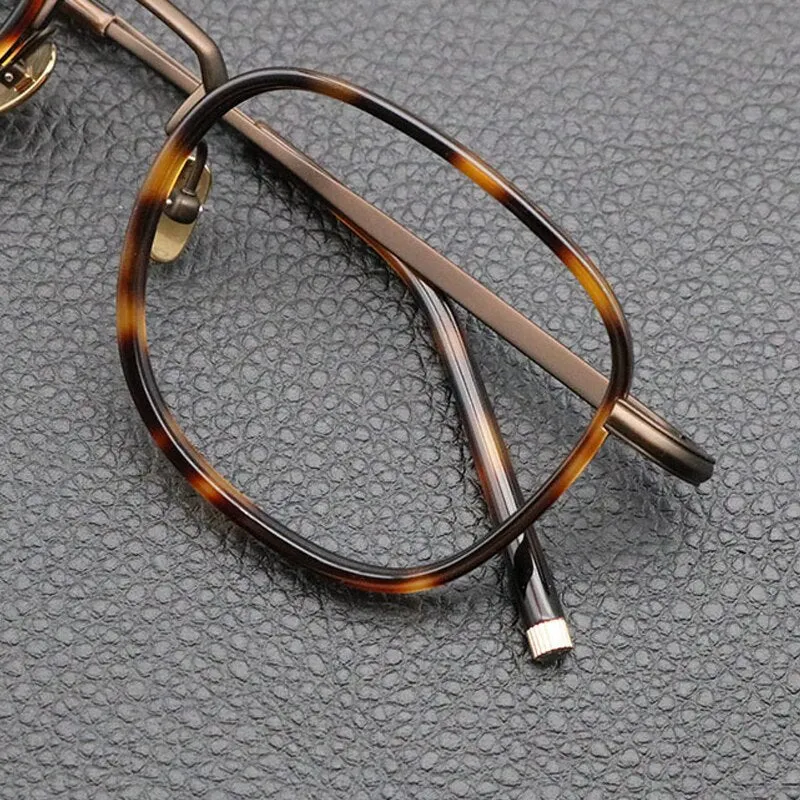 Gatenac Unisex Full Rim Square Acetate Titanium Eyeglasses Gxyj841
