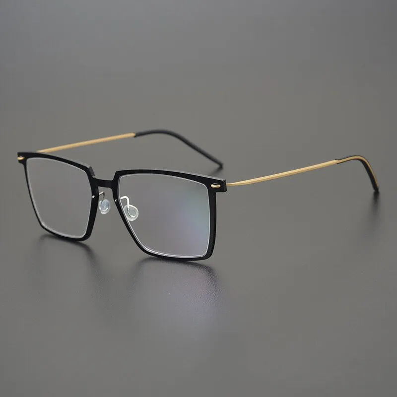 Gatenac Unisex Full Rim Square Acetate Titanium Eyeglasses Gxyj949