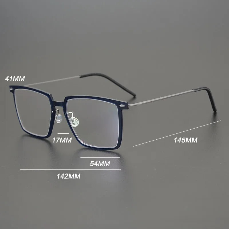 Gatenac Unisex Full Rim Square Acetate Titanium Eyeglasses Gxyj949