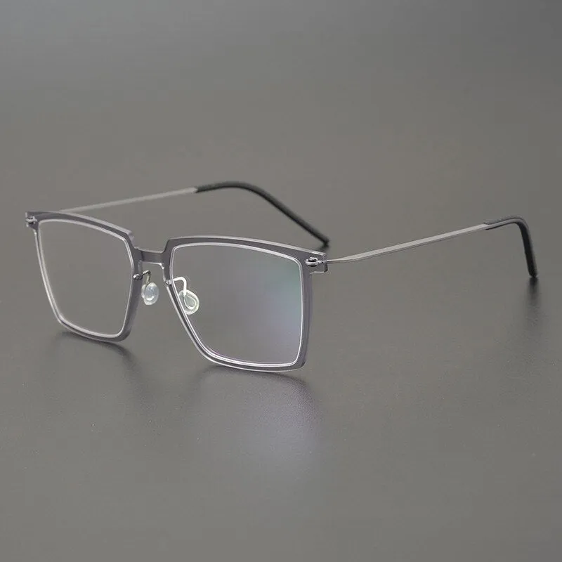 Gatenac Unisex Full Rim Square Acetate Titanium Eyeglasses Gxyj949
