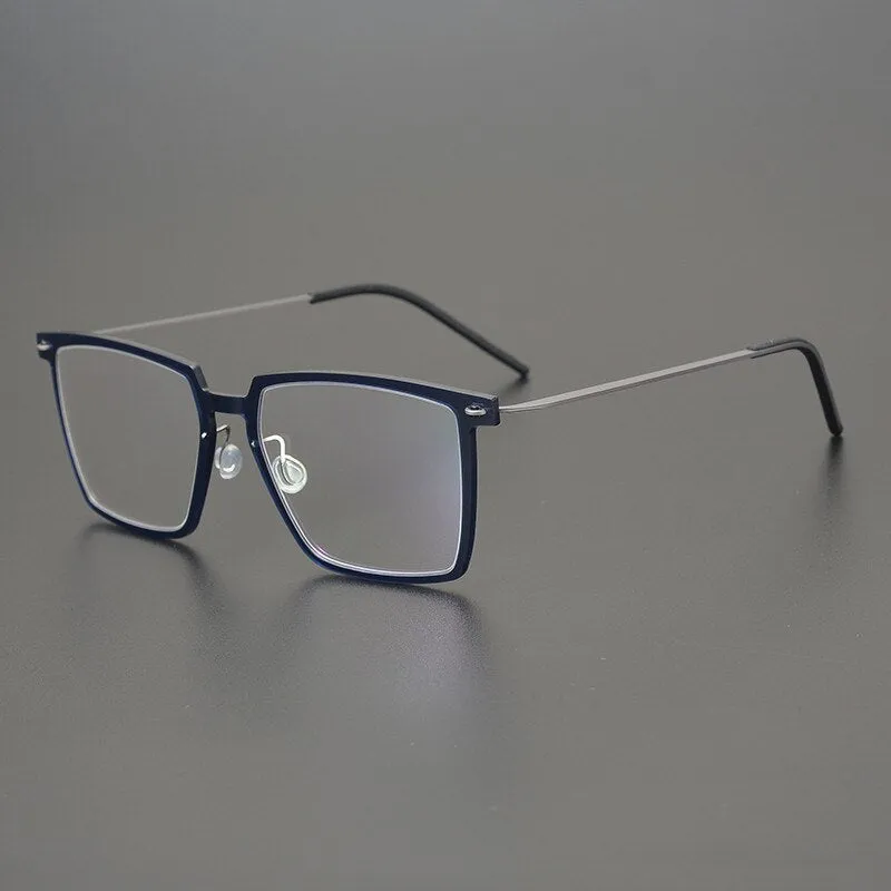 Gatenac Unisex Full Rim Square Acetate Titanium Eyeglasses Gxyj949