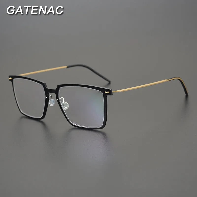 Gatenac Unisex Full Rim Square Acetate Titanium Eyeglasses Gxyj949