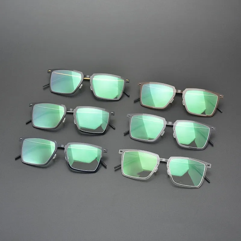 Gatenac Unisex Full Rim Square Acetate Titanium Eyeglasses Gxyj949