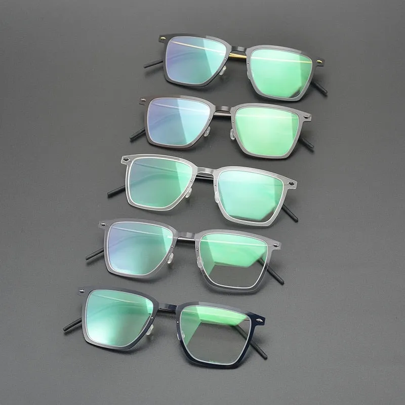 Gatenac Unisex Full Rim Square Acetate Titanium Eyeglasses Gxyj950