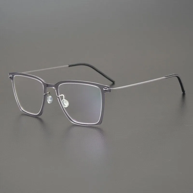 Gatenac Unisex Full Rim Square Acetate Titanium Eyeglasses Gxyj950