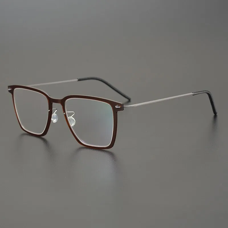 Gatenac Unisex Full Rim Square Acetate Titanium Eyeglasses Gxyj950