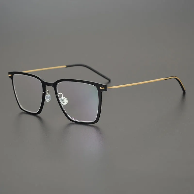 Gatenac Unisex Full Rim Square Acetate Titanium Eyeglasses Gxyj950
