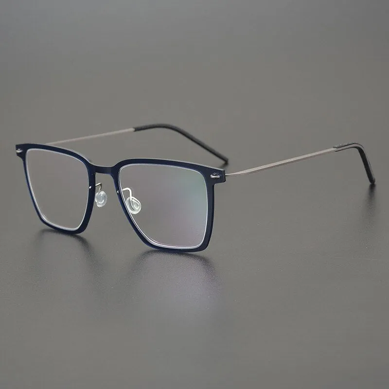 Gatenac Unisex Full Rim Square Acetate Titanium Eyeglasses Gxyj950