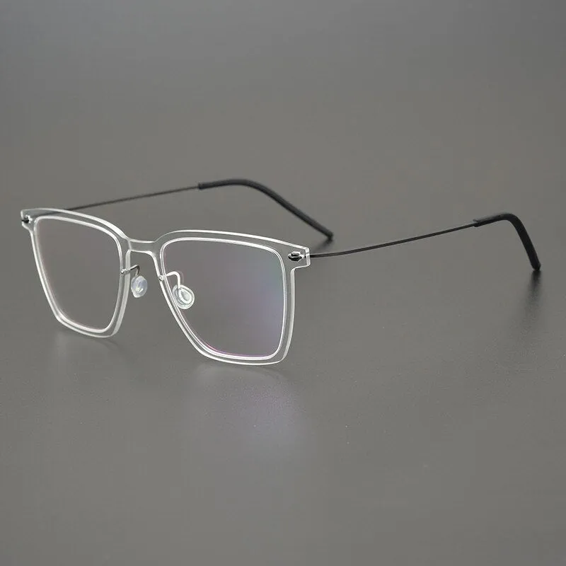 Gatenac Unisex Full Rim Square Acetate Titanium Eyeglasses Gxyj950