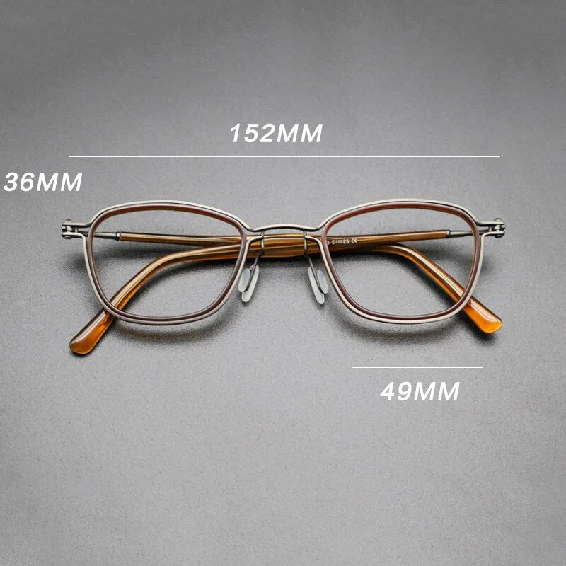 Gatenac Unisex Full Rim Square Acetate Titanium Frame Eyeglasses Gxyj544
