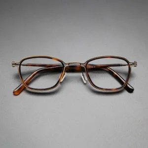 Gatenac Unisex Full Rim Square Acetate Titanium Frame Eyeglasses Gxyj544