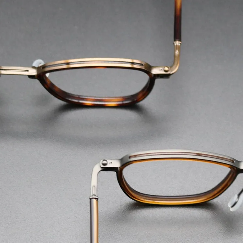 Gatenac Unisex Full Rim Square Acetate Titanium Frame Eyeglasses Gxyj544