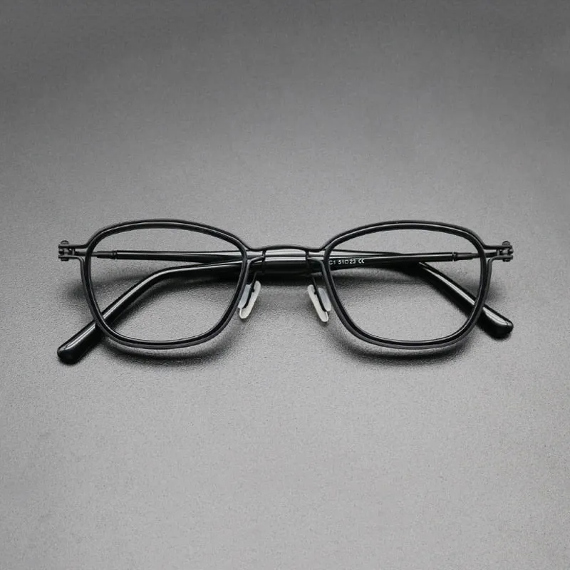 Gatenac Unisex Full Rim Square Acetate Titanium Frame Eyeglasses Gxyj544