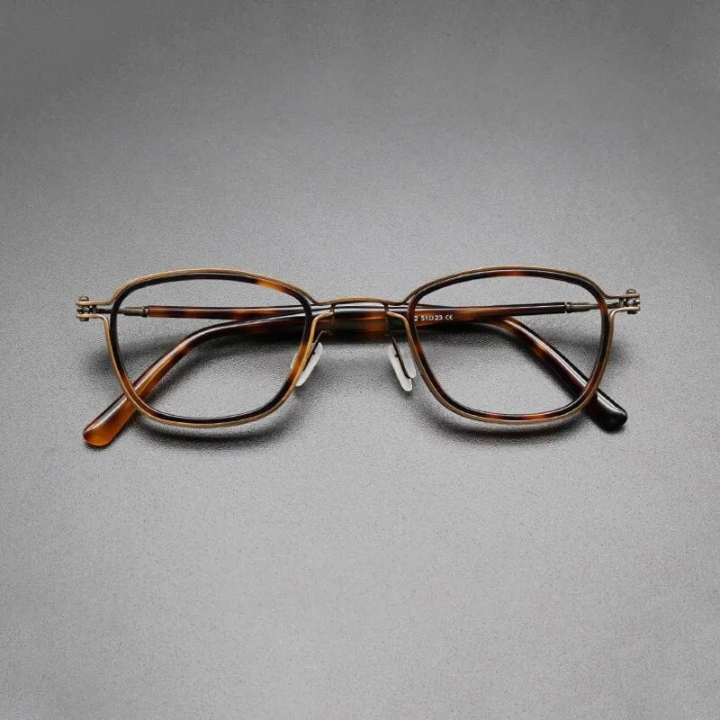 Gatenac Unisex Full Rim Square Acetate Titanium Frame Eyeglasses Gxyj544