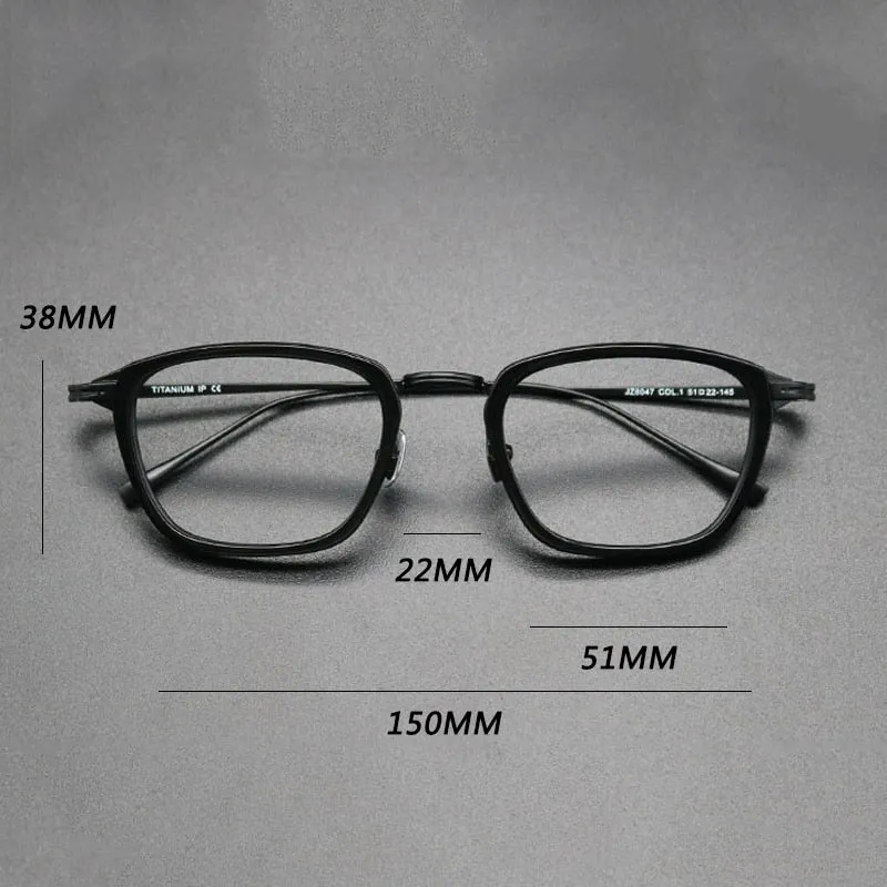 Gatenac Unisex Full Rim Square Acetate Titanium Frame Eyeglasses Gxyj548