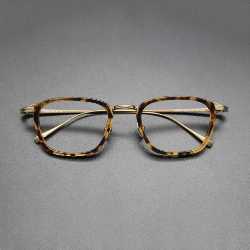 Gatenac Unisex Full Rim Square Acetate Titanium Frame Eyeglasses Gxyj548