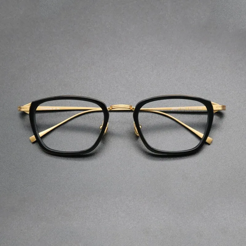 Gatenac Unisex Full Rim Square Acetate Titanium Frame Eyeglasses Gxyj548